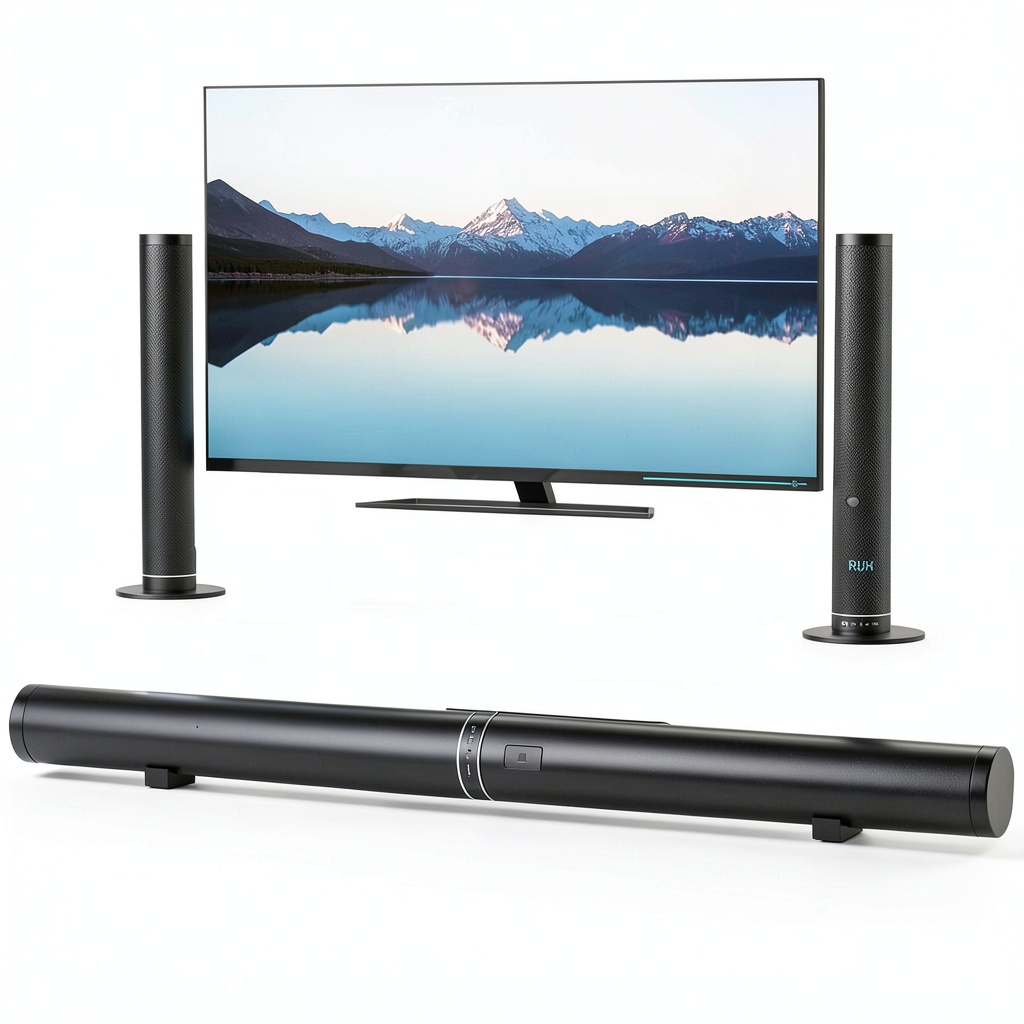 Topteng LP 1807 sound bar in detachable mode on a TV stand