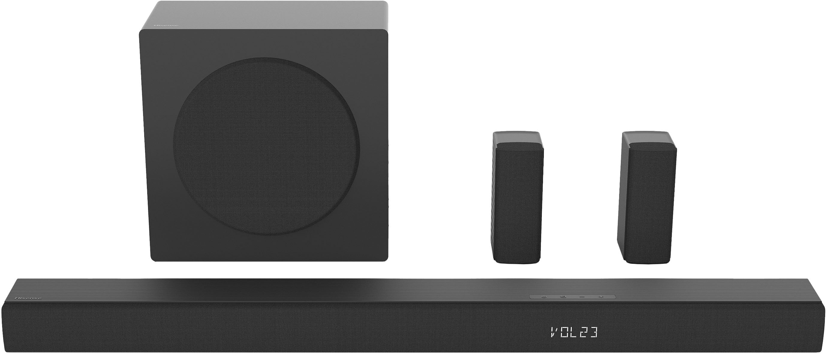Hisense HS5100 soundbar system setup in a living room