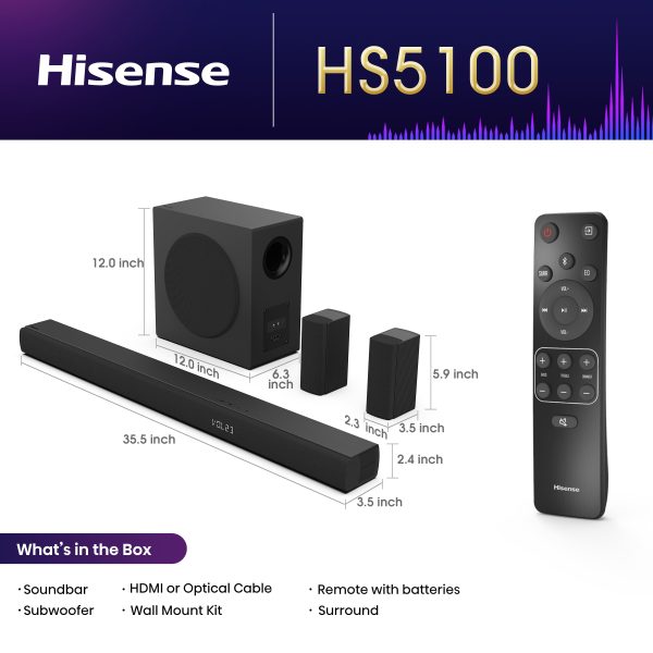 Hisense 5.1 Channel Soundbar Wireless Subwoofer Rear-3