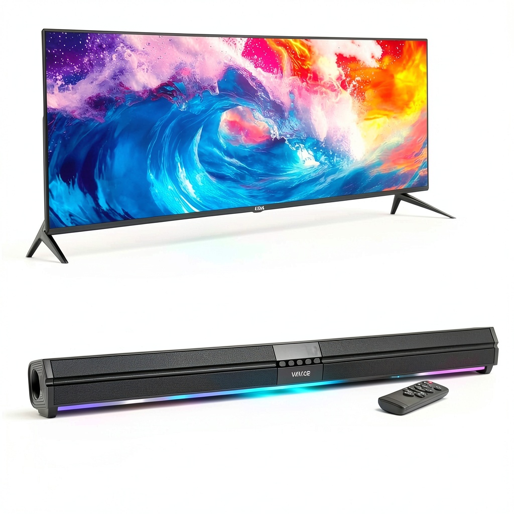 VEVOR Sound Bar connected to a smart TV in a living room