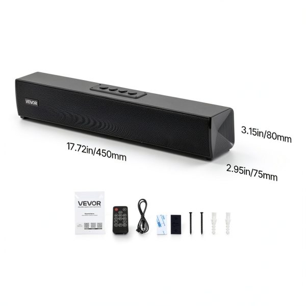 VEVOR Sound Bar 2.0 Channel Bluetooth TV Speaker Compact-7