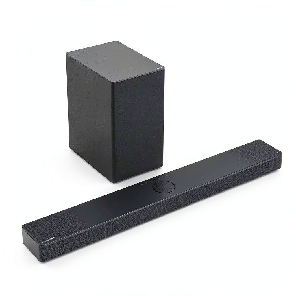 LG SC9S Soundbar with wireless subwoofer in a modern living room setup