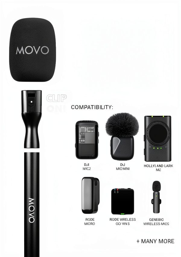Movo Wireless Lavalier Handheld Grip for Interview Mic WMX-HMF2-3