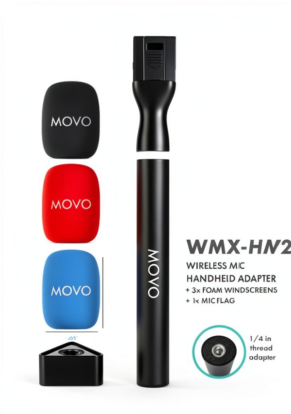 Movo Wireless Lavalier Handheld Grip for Interview Mic WMX-HMF2-6